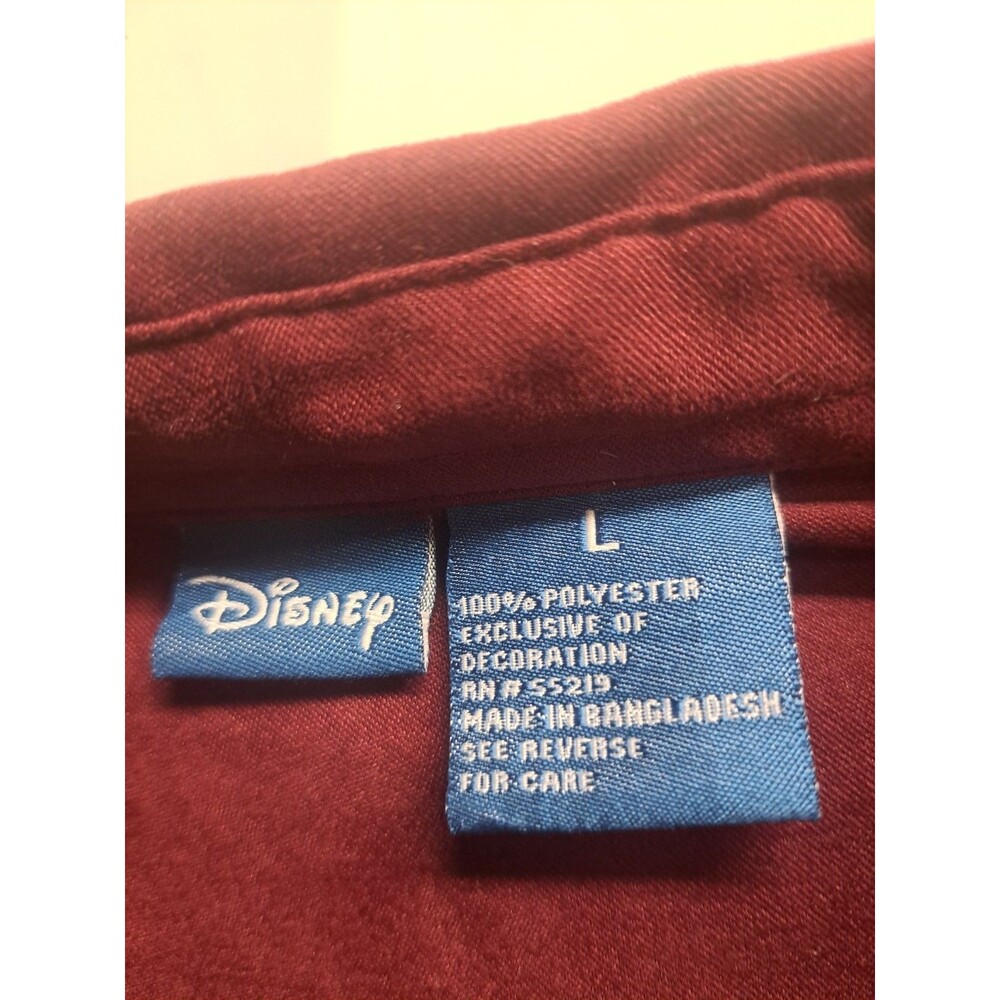 Disney Mickey Mouse Just Chillin Burgundy Polyester Long Sleeve Womens Button Up - Picture 2 of 5